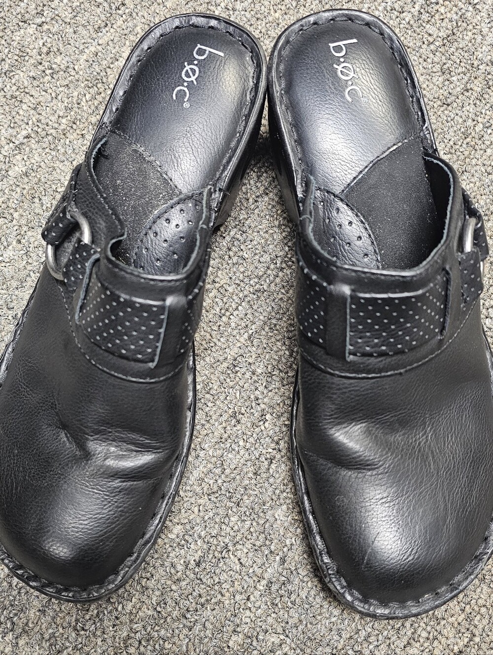 b.o.c Black Leather Clogs